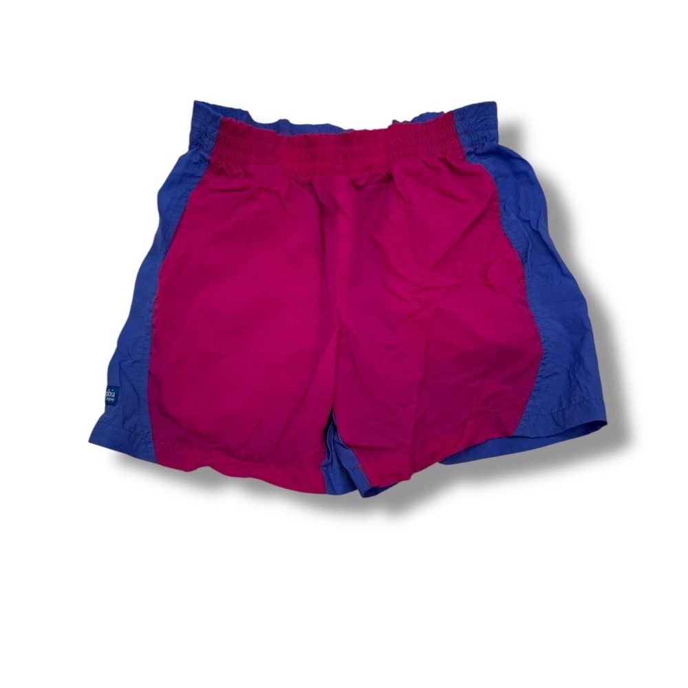 Vintage Columbia Sportswear Shorts Youth 7/8 Pink Blue 90s Colorblock Nylon